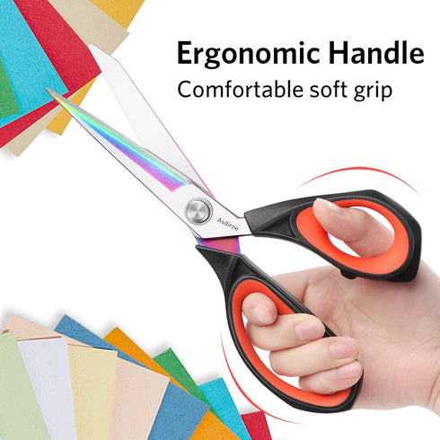 Fabric Scissors, Dressmaking Scissors with Heavy Duty Multi-Purpose Titanium Coated Blades and Comfortable Soft Grip Handles, 25CM, Black/Red...