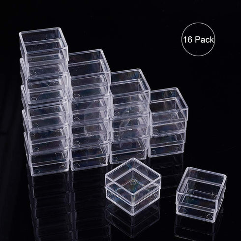 BENECREAT 16 Pack Square High Transparency Plastic Bead Storage Containers Box Case for beauty supplies,Tiny Bead,Jewerlry Findings, and Other Sma...