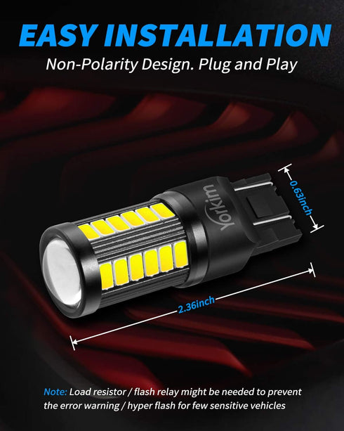 Yorkim 7440 Led Bulb Bright White Lights, T20 Led Bulb, 7443 7441 Led Bulbs, W21W Lights, 7444 Bulbs for reverse/backup/brake light - 5730 33 SMD ...