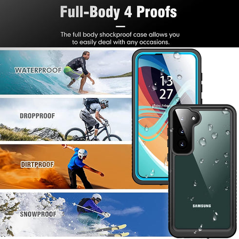 Clear Samsung Galaxy S23 Waterproof Heavy Duty Case with Screen Protector, Shockproof & Anti-Slip - Blue......