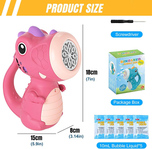 Dinosaur Bubble Machine,Dino Bubble Wand for Kids, Musical & Light Up Fun Bubble Gun Blower,Cool Outdoor Dinosaur Toys for Kid, Birthday Gifts,Pin...