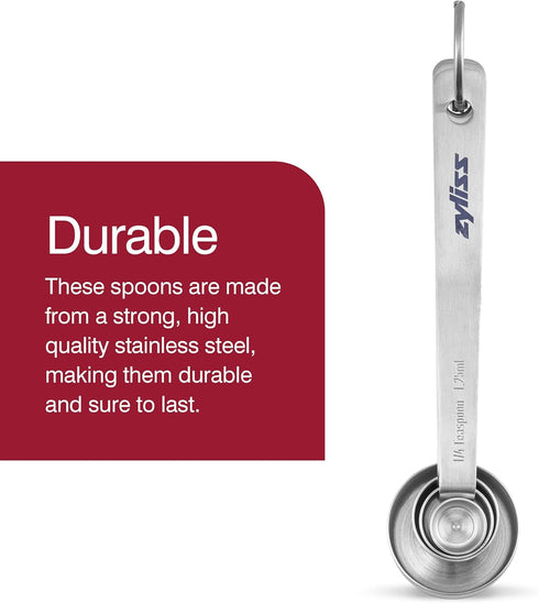 Zyliss Premium Stainless Steel Measuring Spoons - Stainless Steel Measuring Spoon Set - Dry Ingredient Nesting Measuring Spoons - Premium Bakeware...