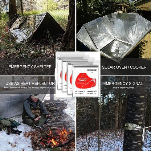 GALAXYLENSE Emergency Mylar Thermal Blanket for Survival First Aid Kits Army Outdoors Hiking Camping Bug Out Trauma Desert All Weather Condition P...