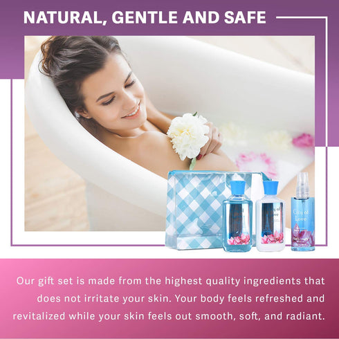 Bath and Body Gift Set for Women & Girls, City of Love Spa Set, Personal Self Care Travel Kit, 3PCS Set for - Shower Gel, Body Lotion, Body Mist...