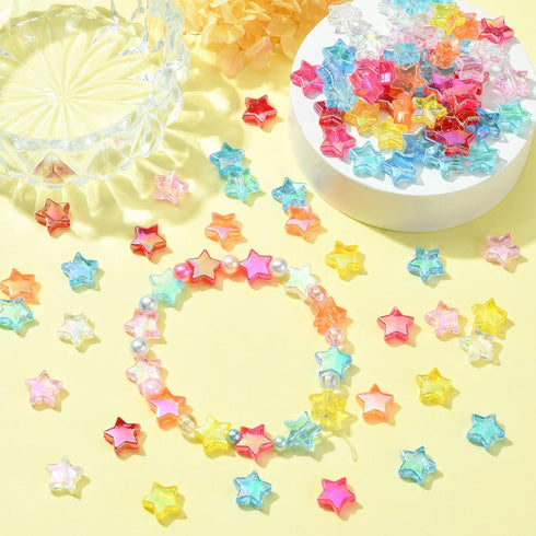 LiQunSweet 280 Pcs 8-Colors Transparent Acrylic Star AB Color Spacer Beads Charms Kit for DIY Jewelry Craft Making Necklace Bracelet Supplies - 10...