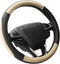 SEG Direct Car Steering Wheel Cover for F-150 Tundra Range Rover 15.5-16 inch, Black and Beige Microfiber Leather...