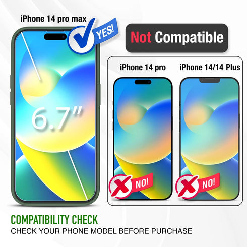 Trianium [6 in 1 Designed for iPhone 14 Pro Max Case Silicone (Clover), with 3 Pack Screen Protector + 2 Pack Camera Lens Protector, Bundle Protec...