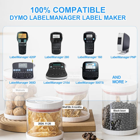 Label Orison Compatible with DYMO D1 Label Tape 45013 S0720530 Black on White Refill for DYMO LabelManager 160 210D 280 360D 420P Wireless PnP 220...