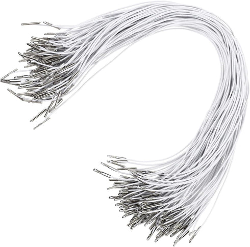 STOBOK 100pcs Elastic Barbed Cords Loop Stretch Loop Band Round String with Metal Barbs Fastener Hat Chin Cord Strap for Party DIY Hat Elastic Men...