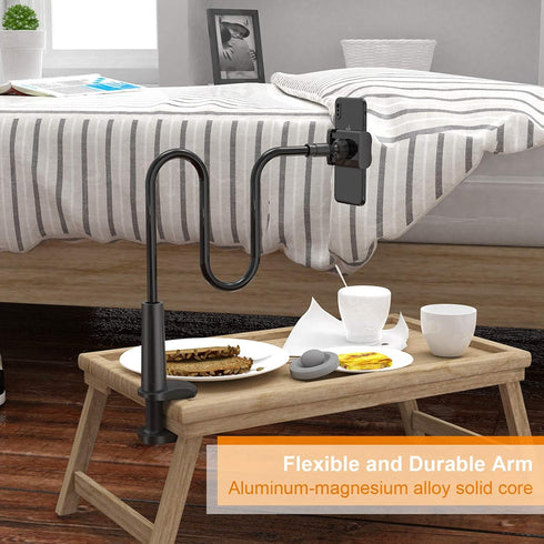 Phone Holder Bed Gooseneck Mount - Flexible Arm 360 Mount Clip Adjustable Bracket Clamp Stand Compatible with Cell Phone 11 Pro XS Max XR X 8 7 6 ...