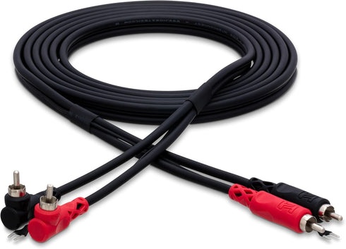 Hosa CRA-203DJ Dual Right-Angle RCA with Ground Wire Stereo Interconnect Cable, 3 Meters, (CRA203DJ)...