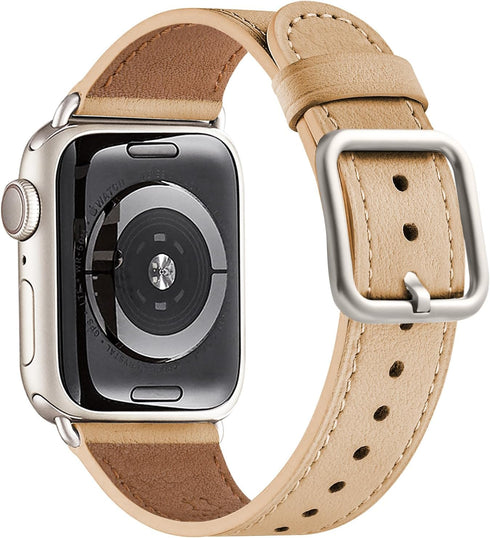 MNBVCXZ Compatible with Apple Watch Band 38mm 40mm 41mm 42mm 44mm 45mm 49mm Women Men Girls Boys Genuine Leather Replacement Strap for iWatch Seri...