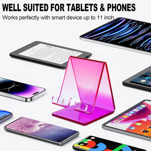 Acrylic Cell Phone Stand, Portable Phone Holder for Desk Universal Stand Holder with Non-Slip Dock for Home Kitchen Office Bathroom (Purple)...