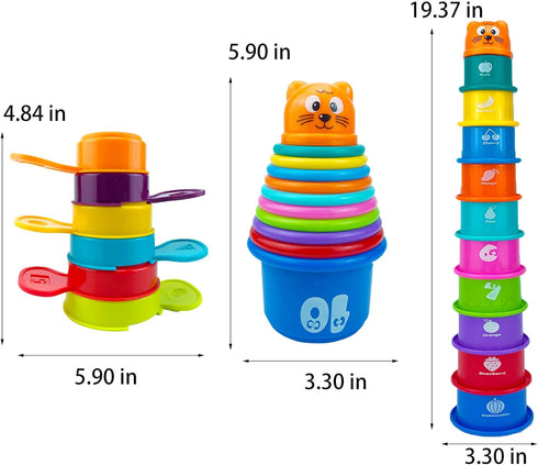 17 PCs Multicolor Nesting and Stacking Cups Set, Baby Bathtub Toys, Early Learning Educational Toys for Infants, Toddlers, Stacking Cups with The ...