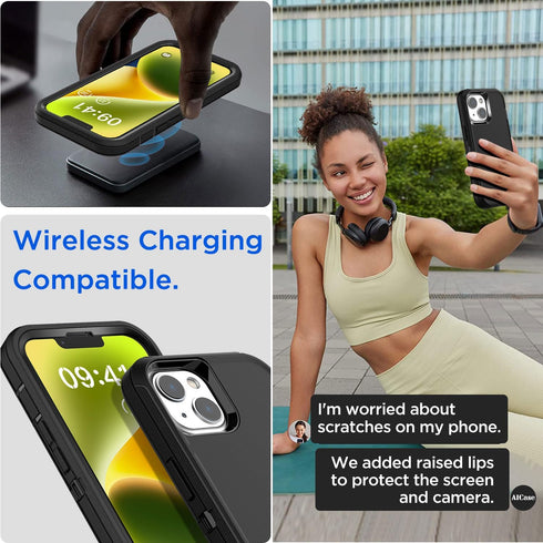 AICase for iPhone 14 Case(6.1") with Glass Screen Protector+Magsafe Conversion Kit,Heavy Duty Drop Protection Full Body Rugged Shockproof Military...