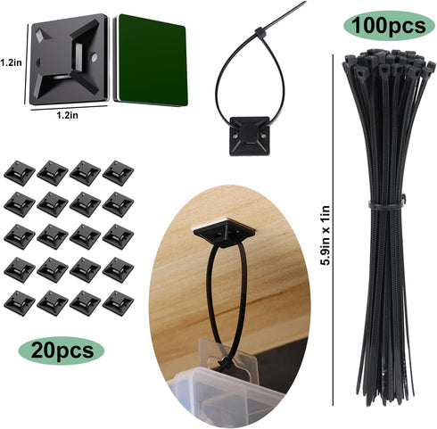 Cable Management Kit, Multiple Wire Management, Cable Ties Adhesive Cable Clips Cord Holder Wire Organizer Sleeve, Multifunction Cable Management ...