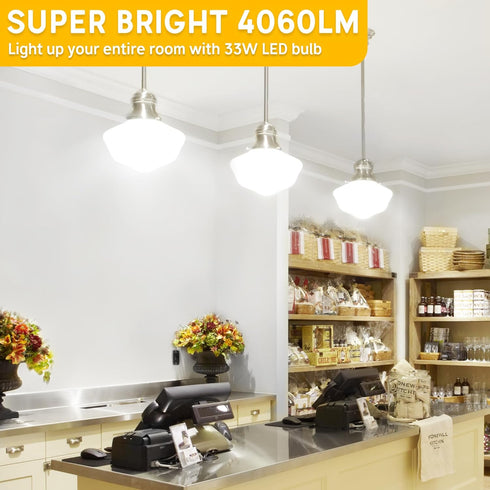 LED Light Bulb A23 300W Equivalent, Super Bright 4060 Lumen 5000k Cool Daylight White E26 Medium Base 33 Watt LED Bulb for Outdoor Indoor Lamp Are...