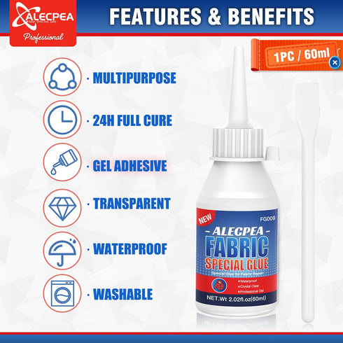 60ML Fabric Glue for Clothing Permanent Washable 100% Waterproof, No Sew Solution, Washer/Dryer Safe...