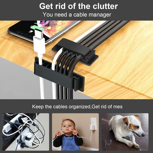 Cable Management Clips, 20Pcs Cable Organizers Wire Clips Cord Holder for TV PC Ethernet Cable Desk Home Office (Black)...