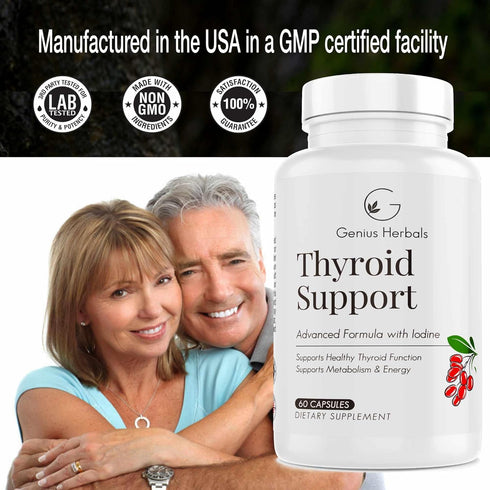 Thyroid Support - Advanced Formula with Iodine, Supports Metabolism & Energy, Supports Healthy Thyroid. Non-GMO Thyroid Supplement - 60 Capsules...