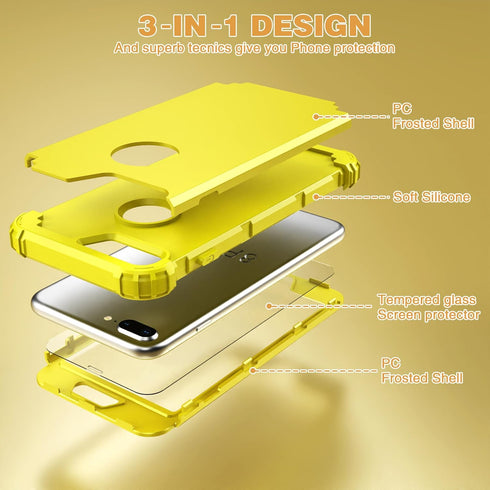 IDweel for iPhone 8 Plus Case,for iPhone 7 Plus Case with Screen Protector,3 in 1 Shockproof Hybrid Heavy Duty Protection Hard PC Cover Soft Silic...