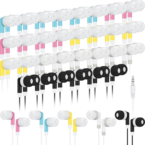 Kigeli 30 Pack Kids Bulk Earbud Headphones for Classroom Student Wired Headphones in-Ear Earbud 3.5 mm Disposable Earphones Set for Kids Adults Cl...