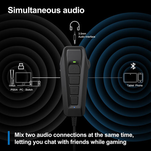 Inwa Aux to USB External Sound Card, Simultaneous Phone Discord Chat & Gaming Sound in Wired Headphone, USB to 3.5mm Jack Audio Adapter, 7.1 Surro...