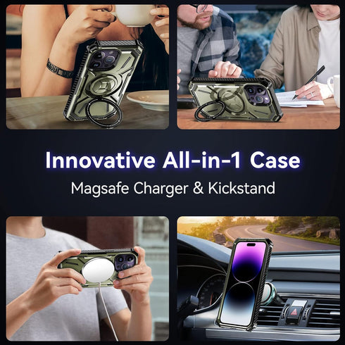QLTYPRI Magnetic Case for iPhone 12 Pro Max Case Compatible with MagSafe with Built-in Kickstand, Military Grade Heavy-Duty Protection Shockproof ...