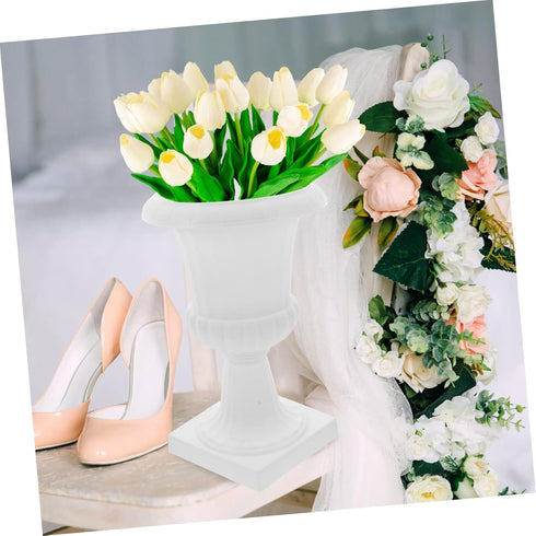 DOITOOL Flowerpot Urn Shaped Flower Pot Flower Vase Footed Plant Pot Vases for Flowers Floral Art Vase Creative Flower Pots Pedestal Glass Vase Wh...