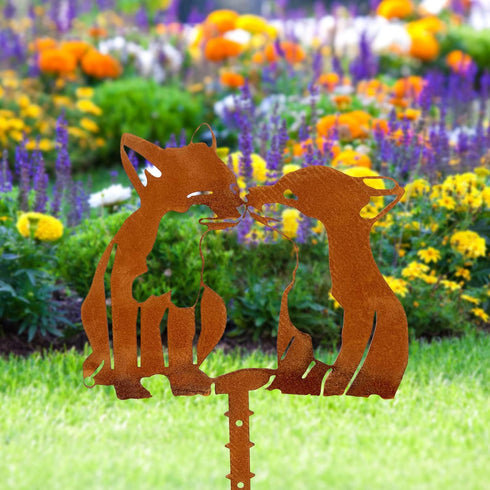 Garden Outdoor Fox Decoration Rusty Metal Yard Art Animal Corten Steel Garden Decor Decoration Stake Gift Handmade Wall Art for Yard Lawn Trees Fe...