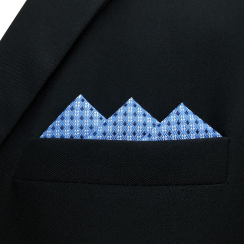 SHLAX&WING Blue Dots Dotty Men's Hanky Silk Pocket Square For Business...