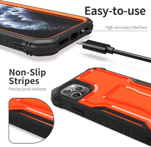 ExoGuard for iPhone 11 Pro Case, Rubber Shockproof Full-Body Cover Case Built-in Screen Protector with Kickstand for iPhone 11 Pro 5.8 inch Phone ...