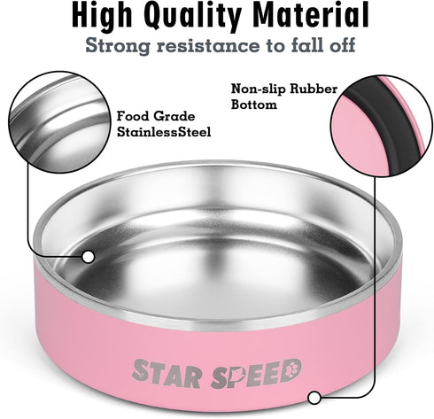 24oz Stainless Steel Dog Bowls with Rubber Bottom Non-Slip Double Wall Metal Outdoor Dog Food and Water Bowls Weighted Insulated Pet Feeding Bowl ...