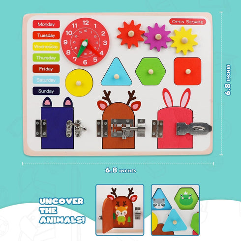TOY Life Wooden Busy Board Montessori Toys for Toddlers Activity Board Sensory Toys for Toddlers 1-3 Busy Board for 1 Year Old Travel Toy Educatio...
