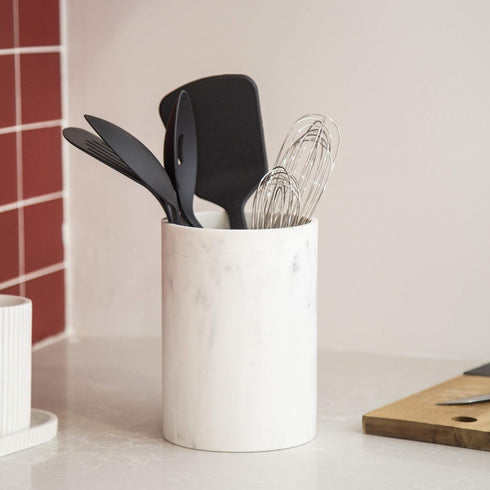 BINO | Kitchen Utensil Holder for Countertop, Matte Marble | Utensils Caddy | Countertop Utensils Holder | Utensil Crocks for Kitchen | Cooking Sp...