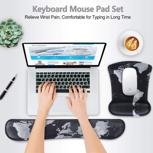 ToLuLu Keyboard Wrist Rest Pad Ergonomic Mouse Pad Set, Mouse Pad for Computer Laptop, Non Slip Mousepad Keyboard Wrist Support with Raised Memory...