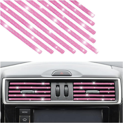 10 PCS Most Car Air Vent Outlet Trim,Bling, Rhinestone Air Conditioner Decoration Strip, Universal Bendable,Interior Accessories (Pink)...