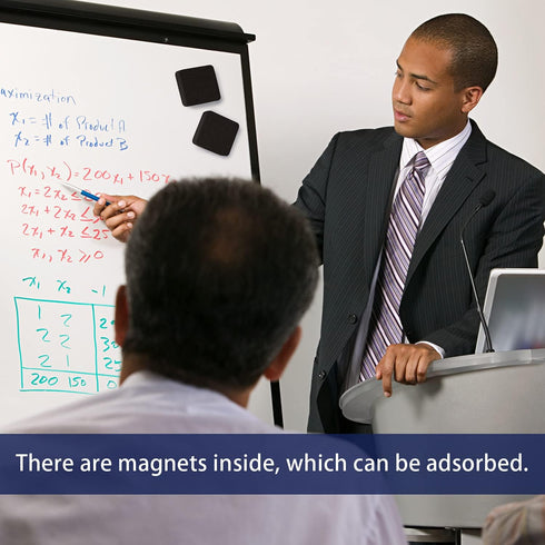 Favide 24 Pack Magnetic Whiteboard Dry Erase Erasers Chalkboard Cleansers for Classroom, School Supplies(Square, Black)...