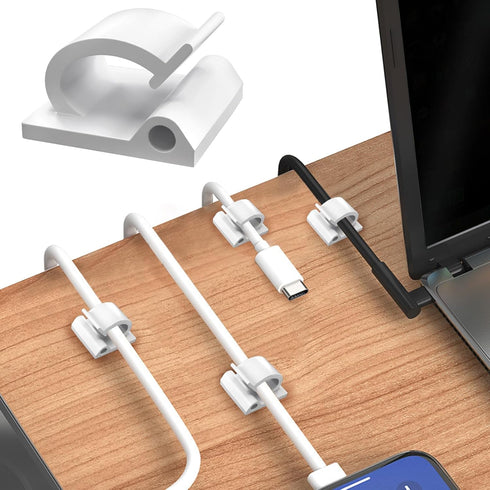 50 Pcs Cable Management Under Desk, Xuuza Adhesive Cable Clips Cord Keeper Organizers for Phone Chargers, Computer Mouse Cables, Lightning Chargin...