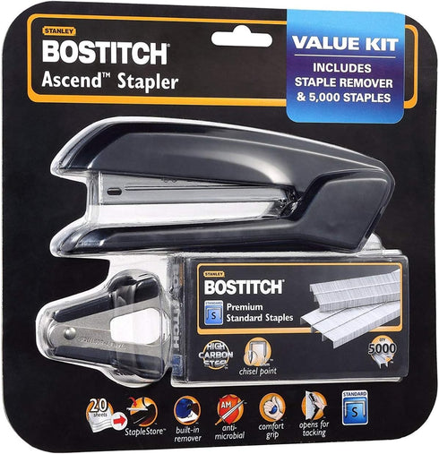 Assorted Colors (Black, Blue, Red) - Stapler with Integrated Remover and 5000 Staples Box...