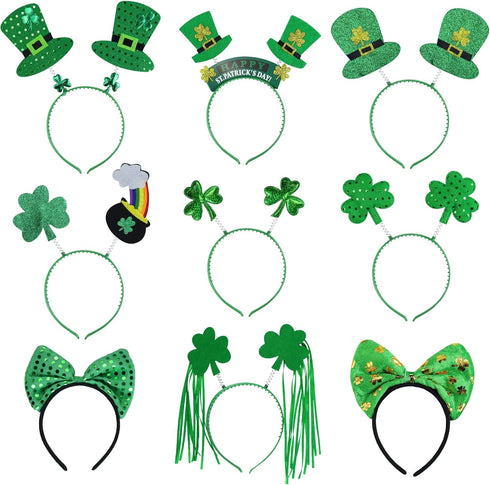 9PCS St Patricks Day Headband,St.Patrick'S Day Green Shamrock Clover Headband for Women Girls Hair Accessories Headwear...