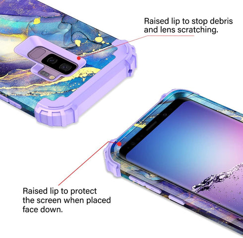 Rancase for Galaxy S9 Plus Case,Three Layer Heavy Duty Shockproof Protection Hard Plastic Bumper +Soft Silicone Rubber Protective Case for Samsung...