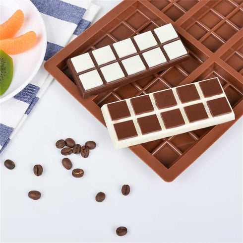 Silicone Chocolate Candy Bar Molds, Rectangle Wax Melt Molds for Lover Mothers Fathers Day DIY Chocolate Molds Gift (6 Cell 10 Section)...