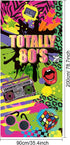Totally 80's Door Cover, Large Fabric 80's Hip Hop Sign Graffiti Backdrop, Party Retro Decoration Banner for Theme Party Supplies Favors, 78.7 x 3...