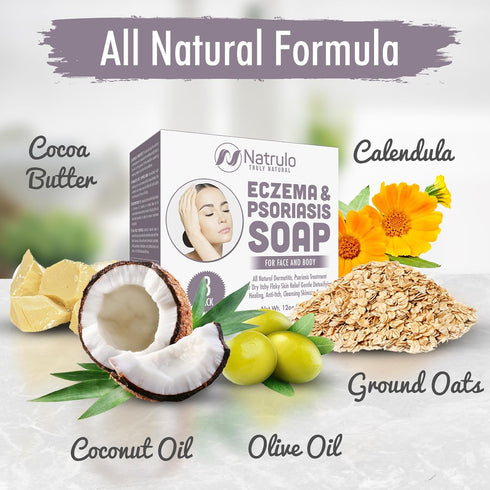 Eczema Soap Bar for Face and Body – All Natural Dermatitis, Psoriasis Treatment for Dry Itchy Flaky Skin Relief – Gentle Detoxifying, Healing, Ant...