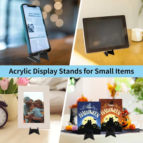 20 Pack Card Stands, Acrylic Card Display, Mini Sports Card Holder, Black Card Stands for Displaying Trading Cards, Baseball Cards, Challenge Meda...