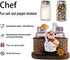 Salt and Pepper Shakers Set,Sitting Chef Decorative Statue Spice Organizer,Glass Spice Jars with Holder Figurine Gift for Family,Kitchen,Restauran...