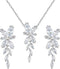 SWEETV Wedding Jewelry for Bride Bridesmaids,Marquise Cubic Zirconia Necklace Earrings Set, Bridal Jewelry Set for Wedding Party...