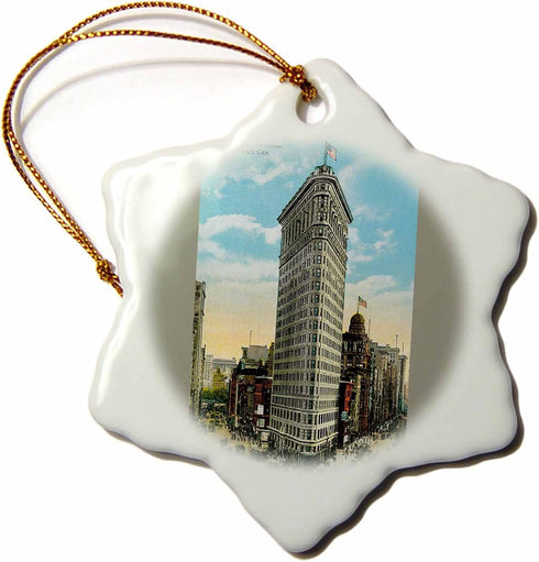 3dRose Flat Iron Building Broadway and Fifth, New York City Snowflake Ornament...