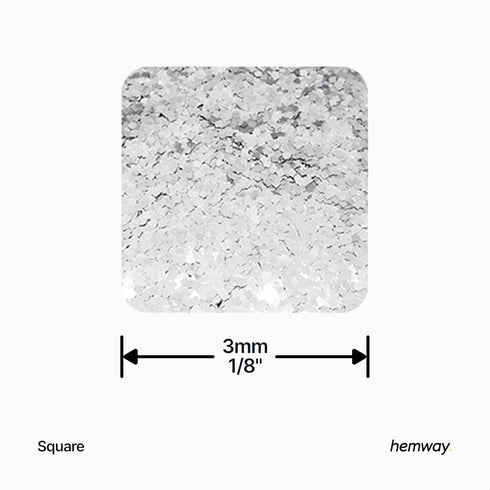 Hemway Craft Glitter - 1/8" 0.125" 3mm - Square Shaped Sequin Glitter for Decoration, Scrapbook, Arts, Craft, Design, Body, Cosmetic - Silver - 50...